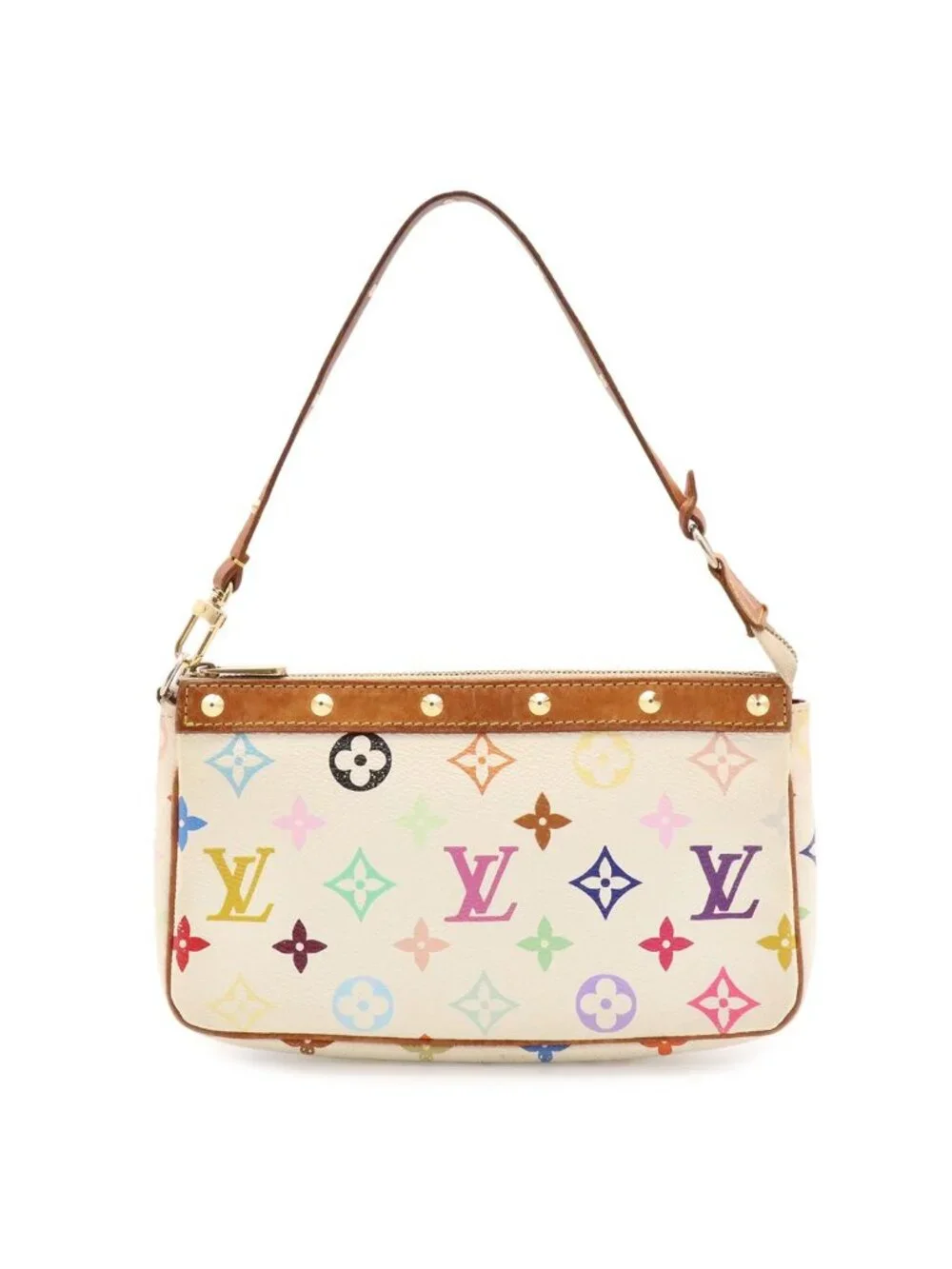 Louis Vuitton Monogram Multicolor Pochette Soir Pouch Party Blanc White